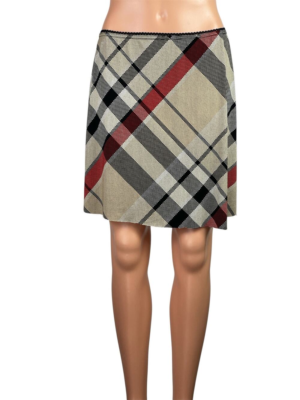 Wrapper Womens Multicolor Plaid Checkered Raw Hem Mini Straight Pencil Skirt L